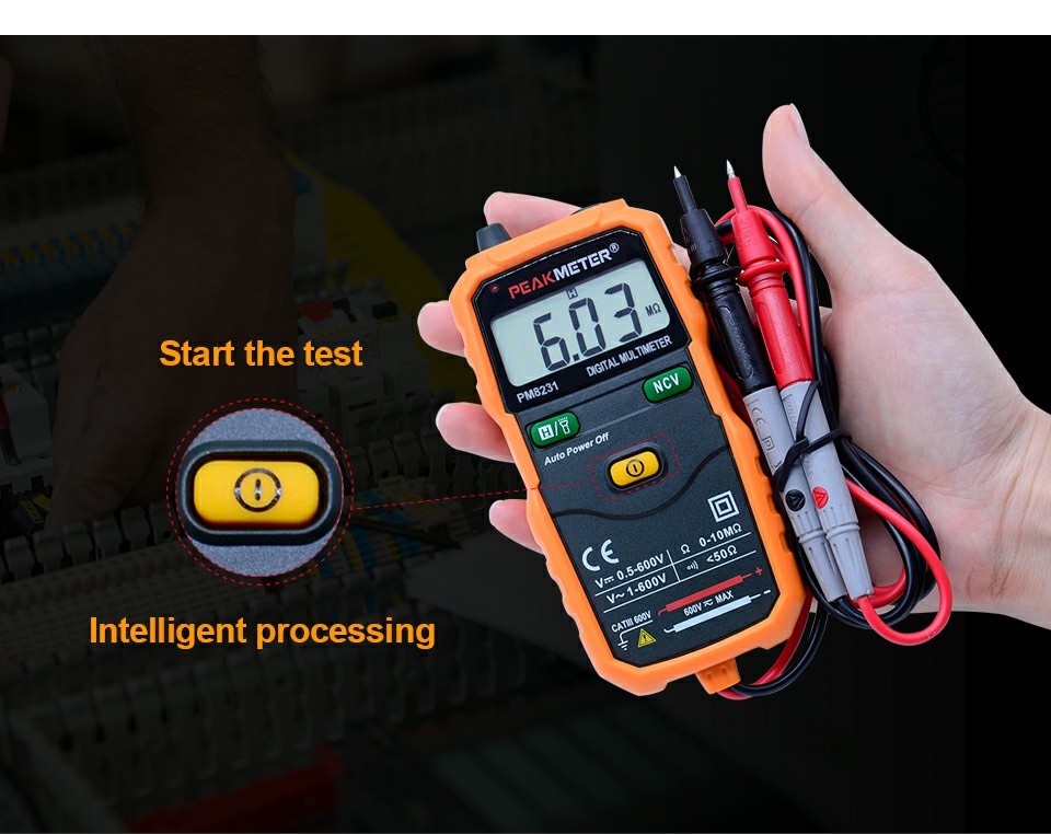 Durable Handheld Digital Multimeter NCV Frequency Backlight Temperature Transistor