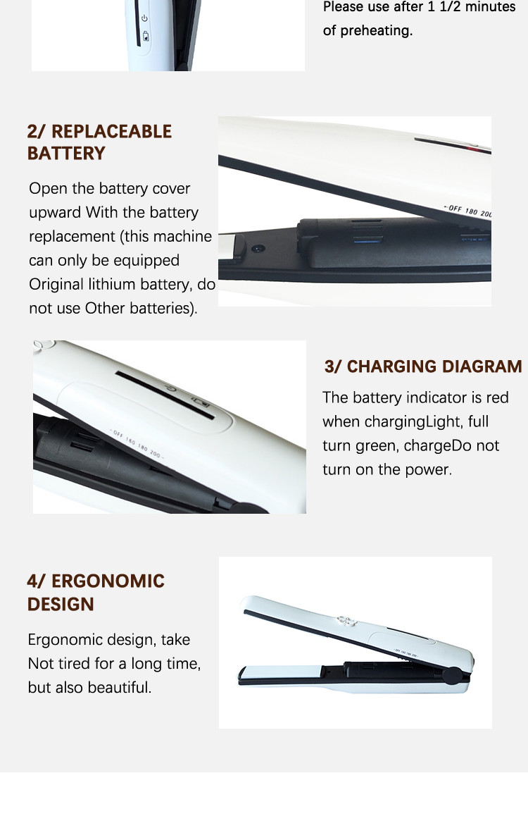 BM138 white portable titanium gold aluminum plate hair straightener hair efficiency