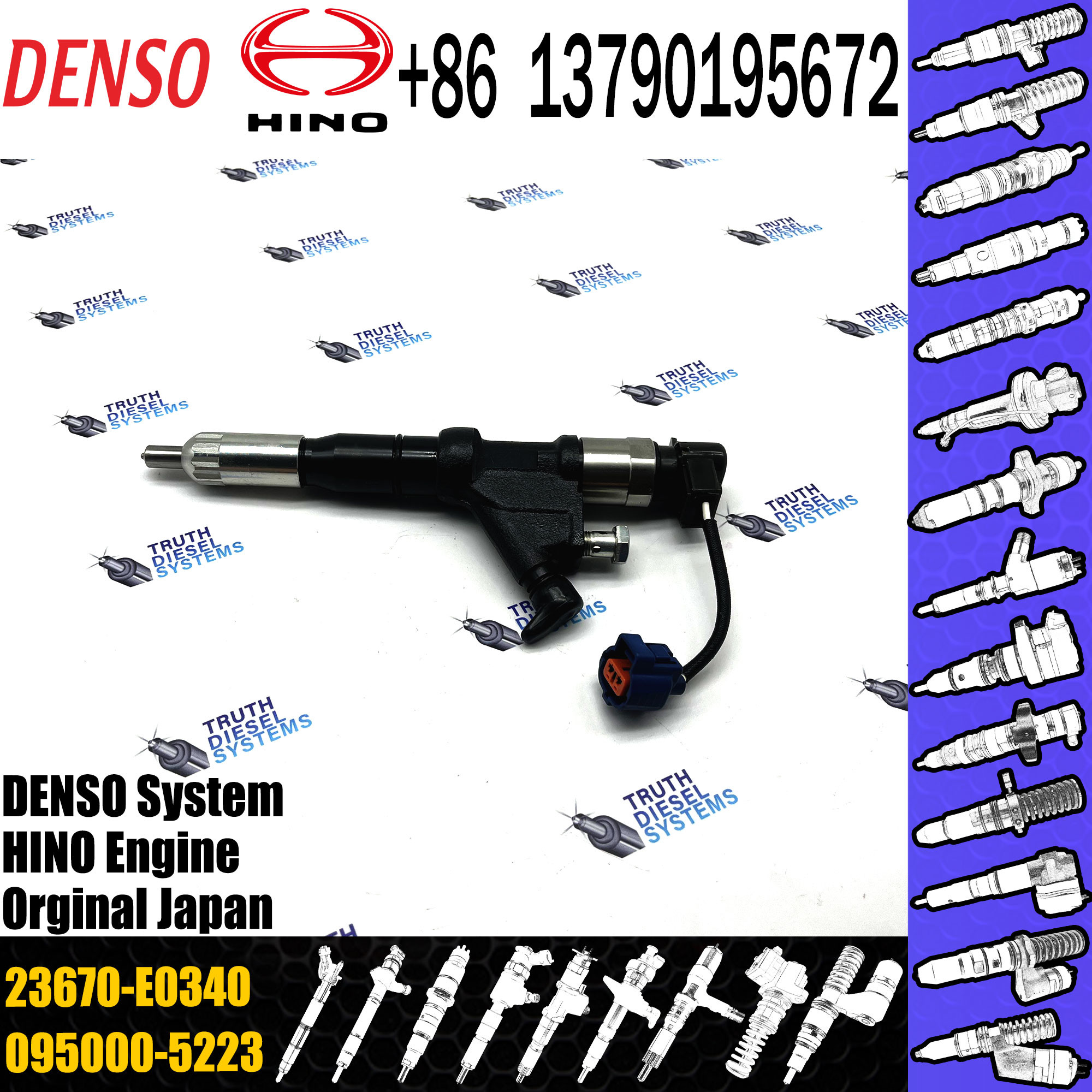 For Hi-no E13C Common Rail De-nso Common Rail Diesel Fuel Injector Diesel 095000-5220 095000-5226 095000-5224 23670-E034