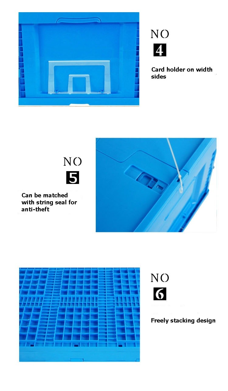 600*400*330 Mm Portable Plastic Folding Storage Crates For Collection