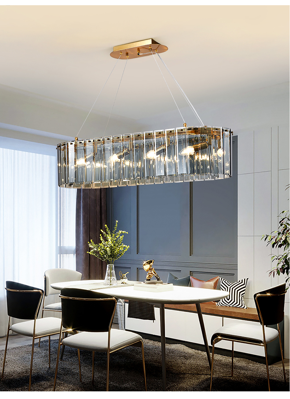 Luxury living room chandeliers blue glass hanging lamp rectangle chandelier kitchen lights hanging(WH-CY-194)