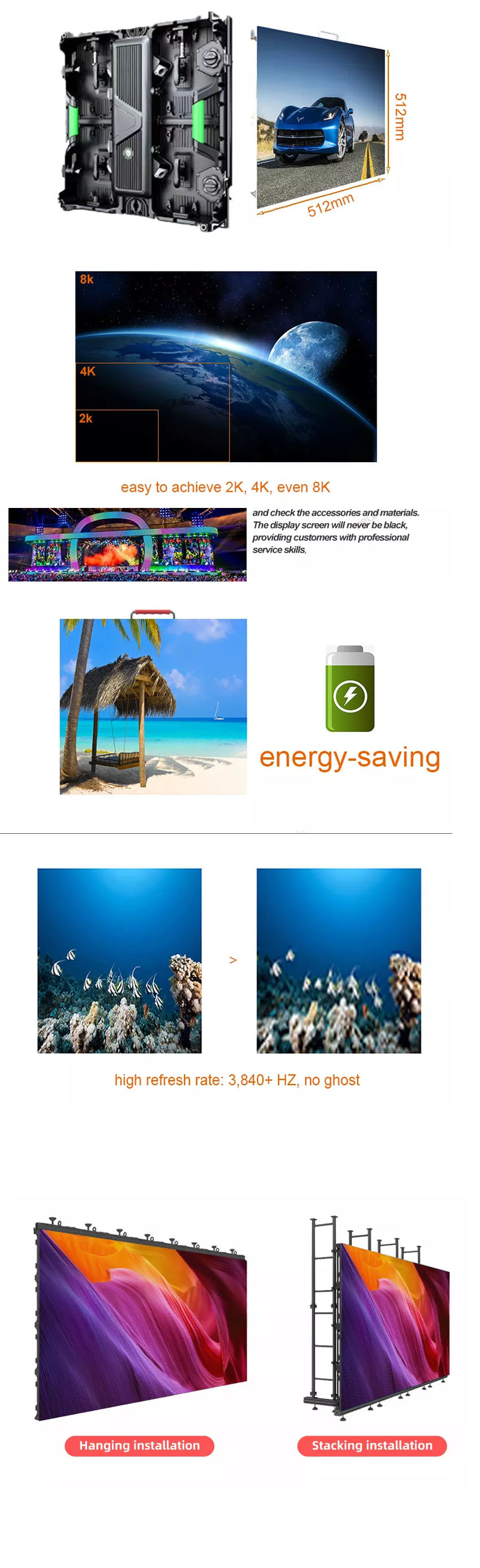 Popular Rental Stage Video Wall , Small Spacing Indoor LED Display Screen