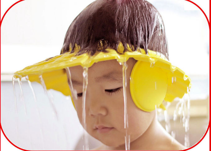 Blue / Yellow Kids Shower Cap Shampoo Waterproof Bath Child Hair Washing Visor