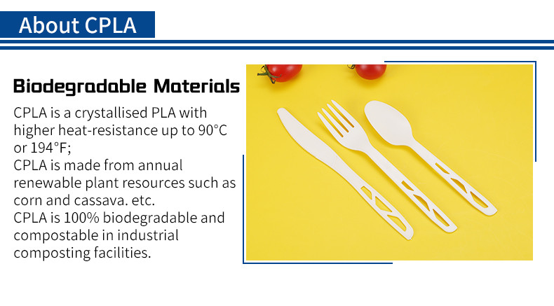 Food Grade Cornstarch CPLA Disposable Eating Utensils Biodegradable
