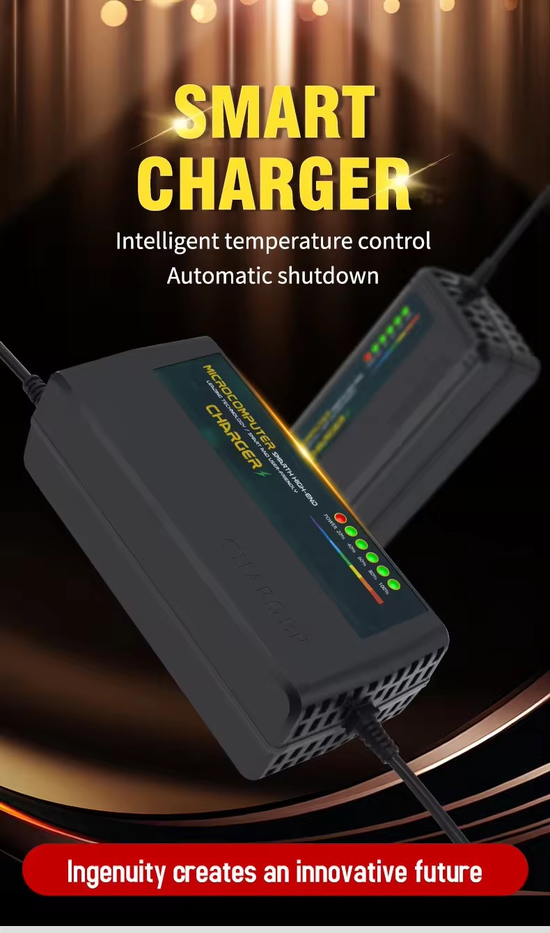 Intelligent Electric Vehicle Lead Acid Battery Charger 60v 30ah 72v 40ah Automatic Pulse E-bike Charger With Power Display