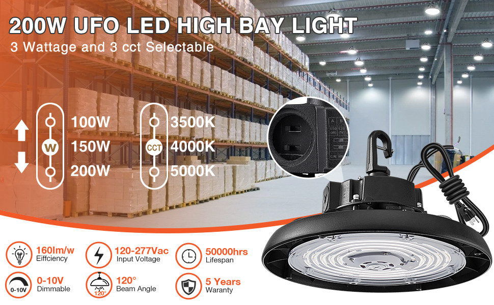 150LM/W Diet Cast Aluminum Round High Bay LED Lights Waterproof For Warehouse