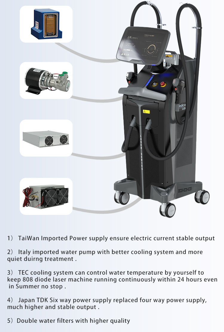 Triple Wavelengths Diode Laser Hair Removal Device 808nm 755nm 1064nm for Beauty Salon