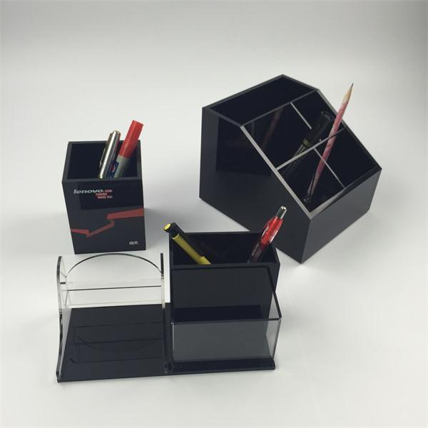 Manufacture elegant desktop black acrylic pen holder