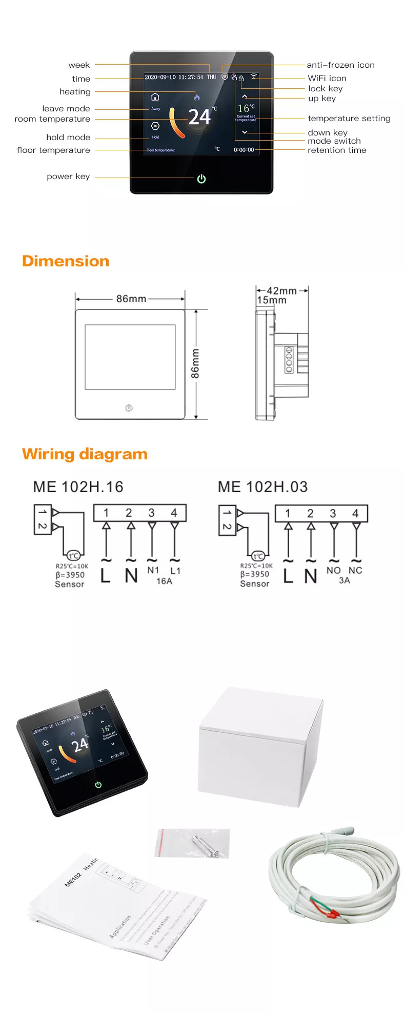 Glomarket Electric Wireless Smart Thermostat Water Floor Heating Gas Furnace Room