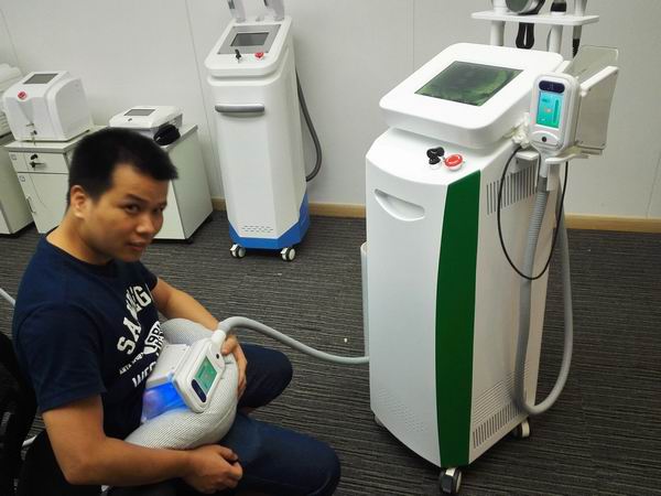 Fat Freezing Cryolipolysis Slimming Machine With Two Handles For Belly Treatment two handles work together