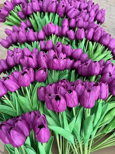 Best sell Wedding Decorative PU Real Touch Tulip Rose Flowers Tulips Artificial