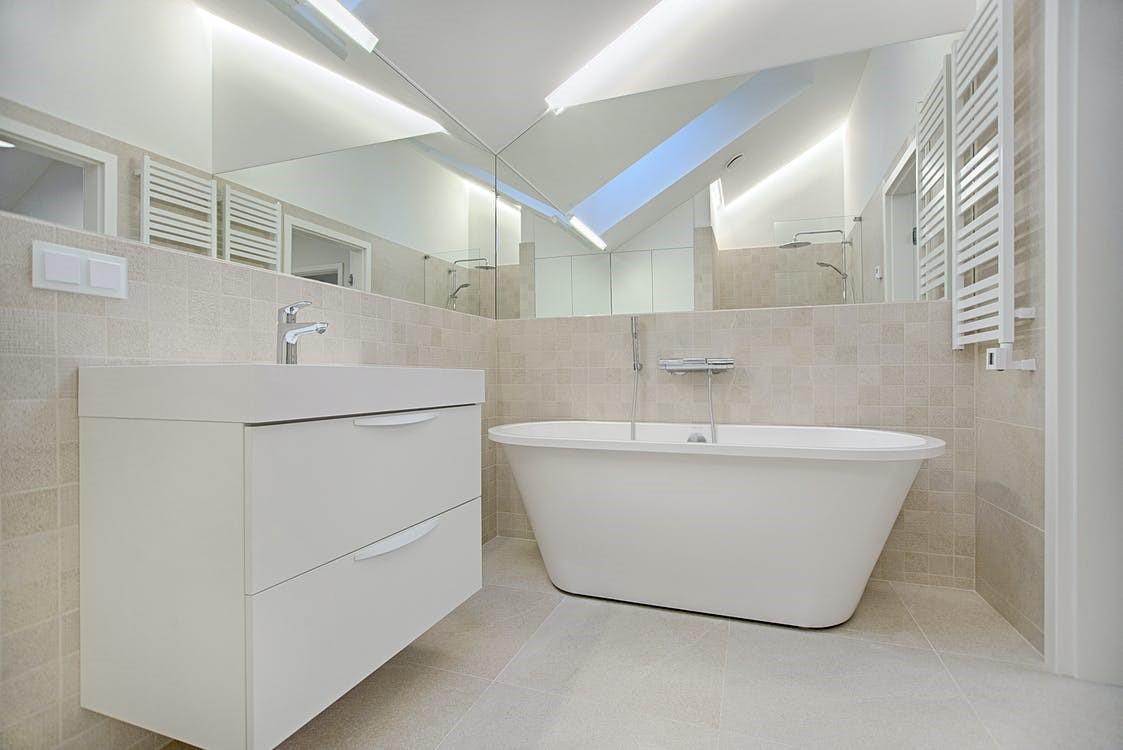 Small Rectangle Wall Hanging Bathroom Vanity Sink with Bath Tub and Mirror Included