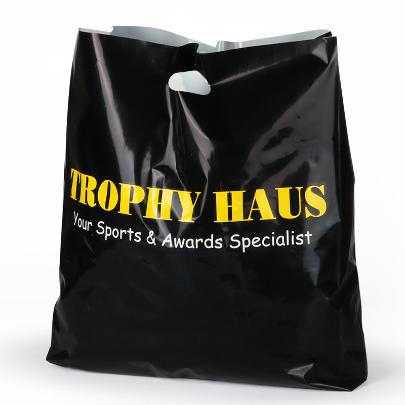 Custom Logo Design Printed LDPE Die Cut Handle Plastic Bag Heat Seal