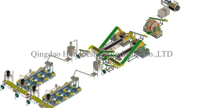 11KW 1200mm Waste Tire Shredding Plant Rubber Tire Shredder 50*50mm Blocks