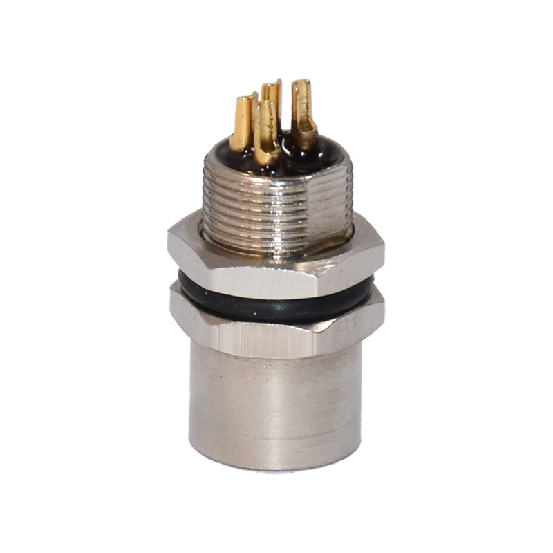 M8 IP67 Waterproof Male Metal Panel Mount Circular Soldering Connector 3 Pin 4 Pin Straight (IBEST)