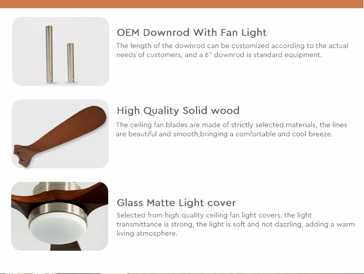 52 Inch 5 Speeds LED Ceiling Fan Lights with 15cm Suspender Length and Dimmer Support