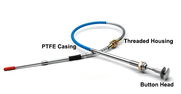 Adjustable locking throttle control cable with labeled push-pull mechanism