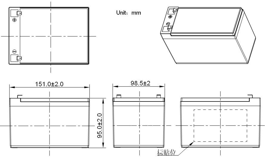 153.6Wh Rechargeable Deep Cycle Battery 12V 12Ah For Golf Trolley
