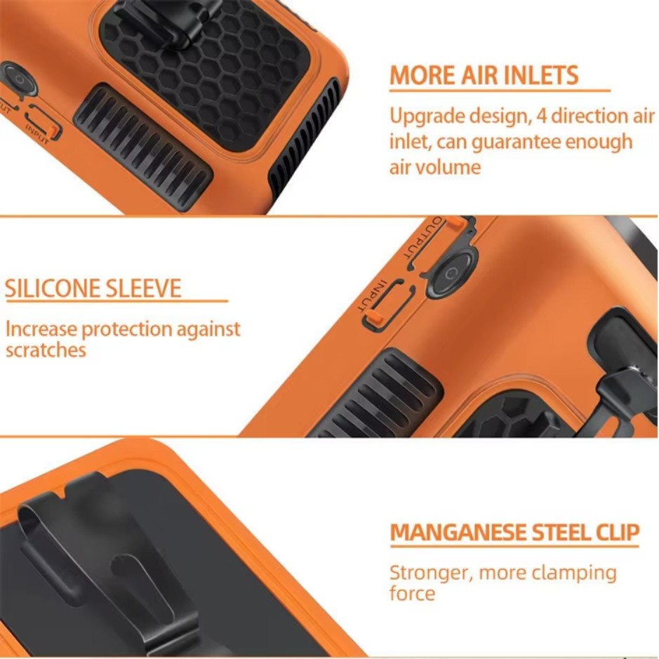 Socool Fan 6000mAh Type-C Power Source Multifunctional Portable Fan With Less Than 50 DB Noise Level In Green Orange Grey