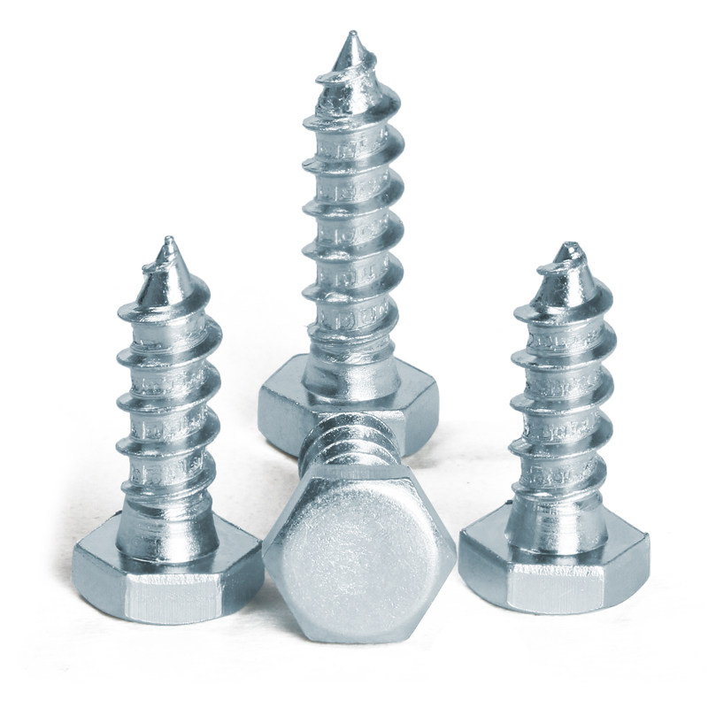 Steel Blue White Zinc External Hexagonal Self Tapping Wood Screw DIN571 for Furniture