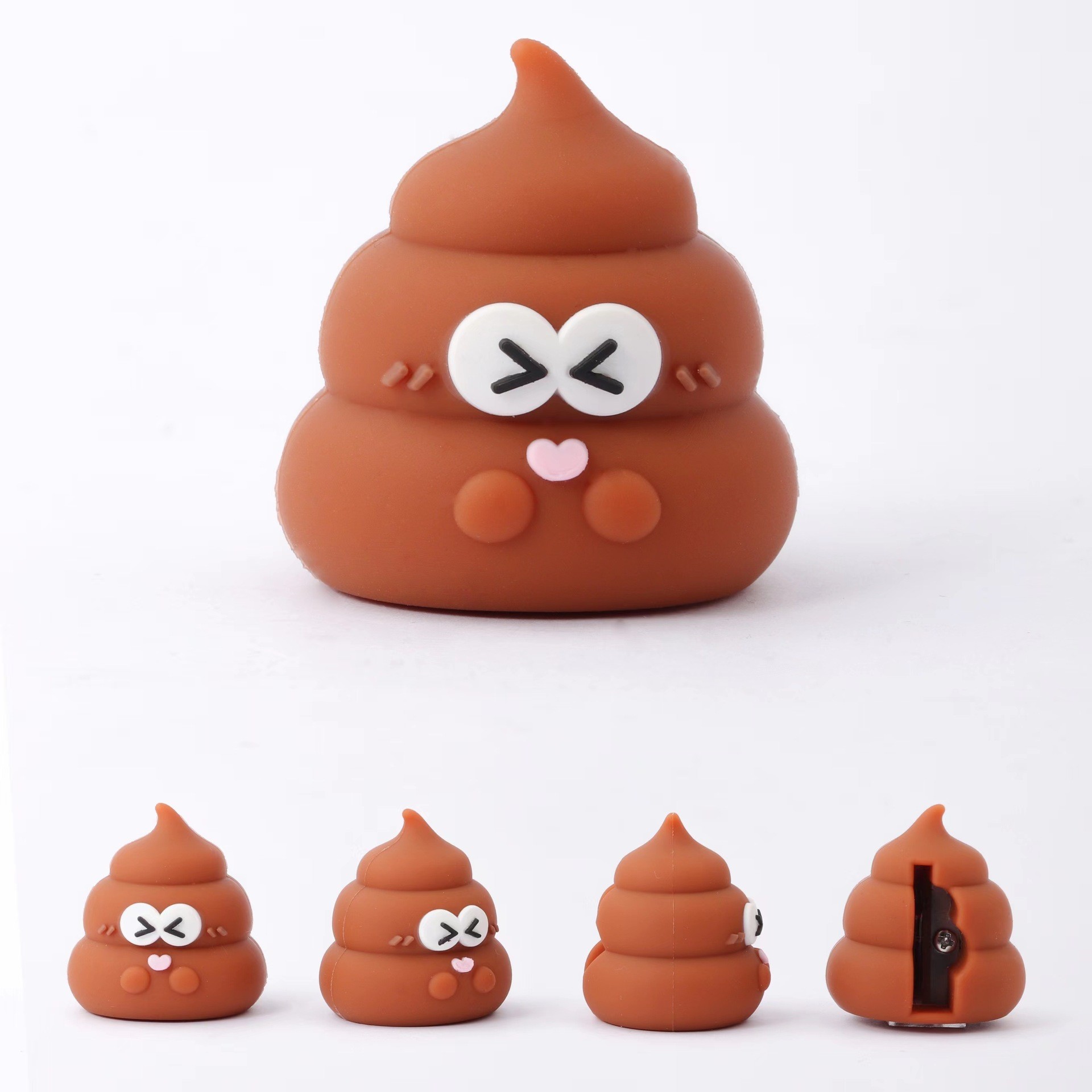 Poop Manual Pencil Sharpener For Kids Kawaii School Office Supplies Gift Mini Silicone Stationery