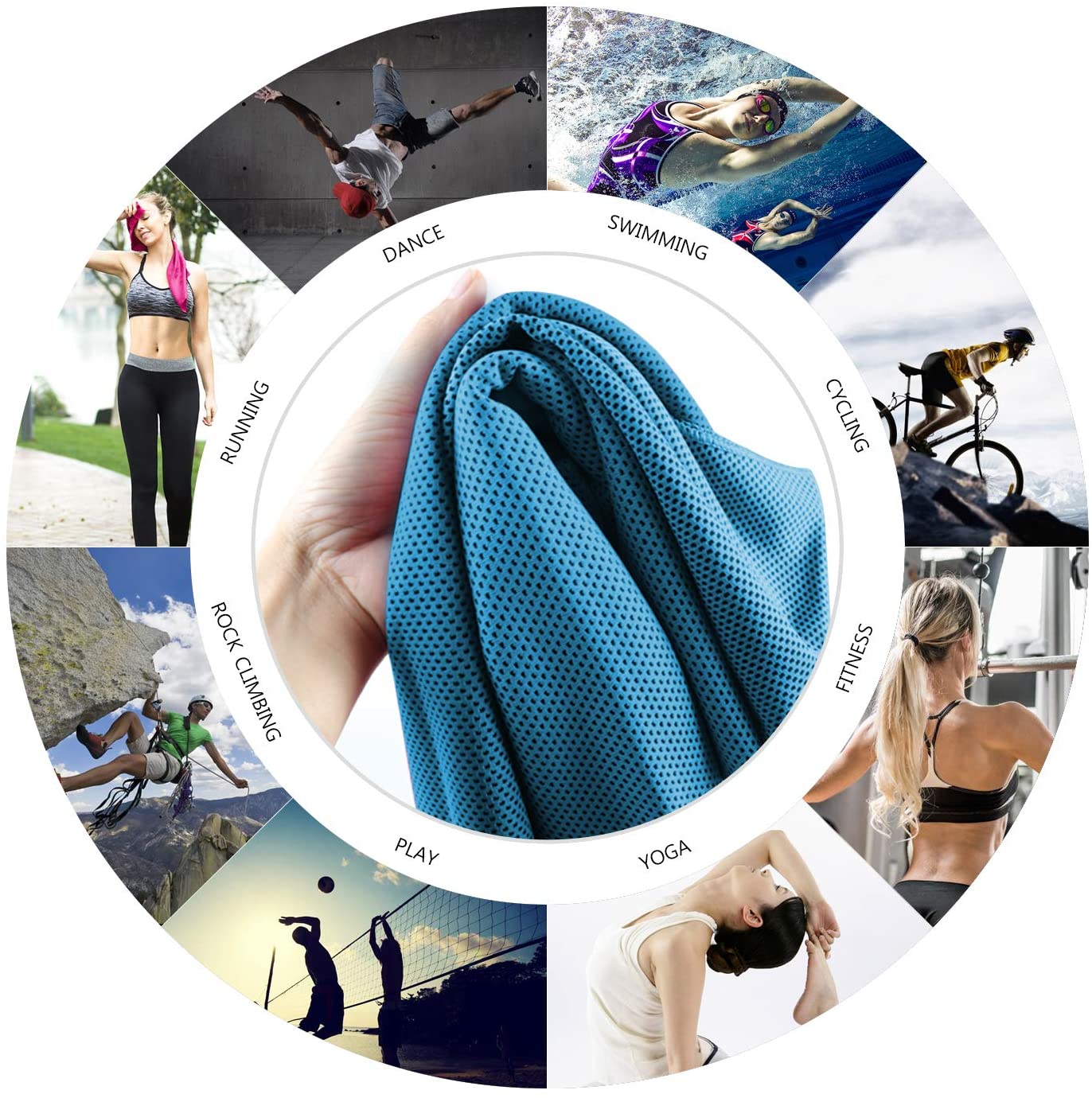 Logo Red Microfiber Sports Gym Instant Cooling Towel 30*100cm or Custom Size Red Color