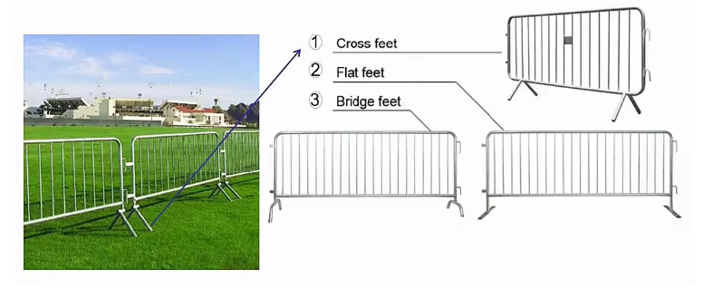 Galvanized Road Safety Metal Pedestrian Crowd Control Barrier Temporary Fencing 1.1M