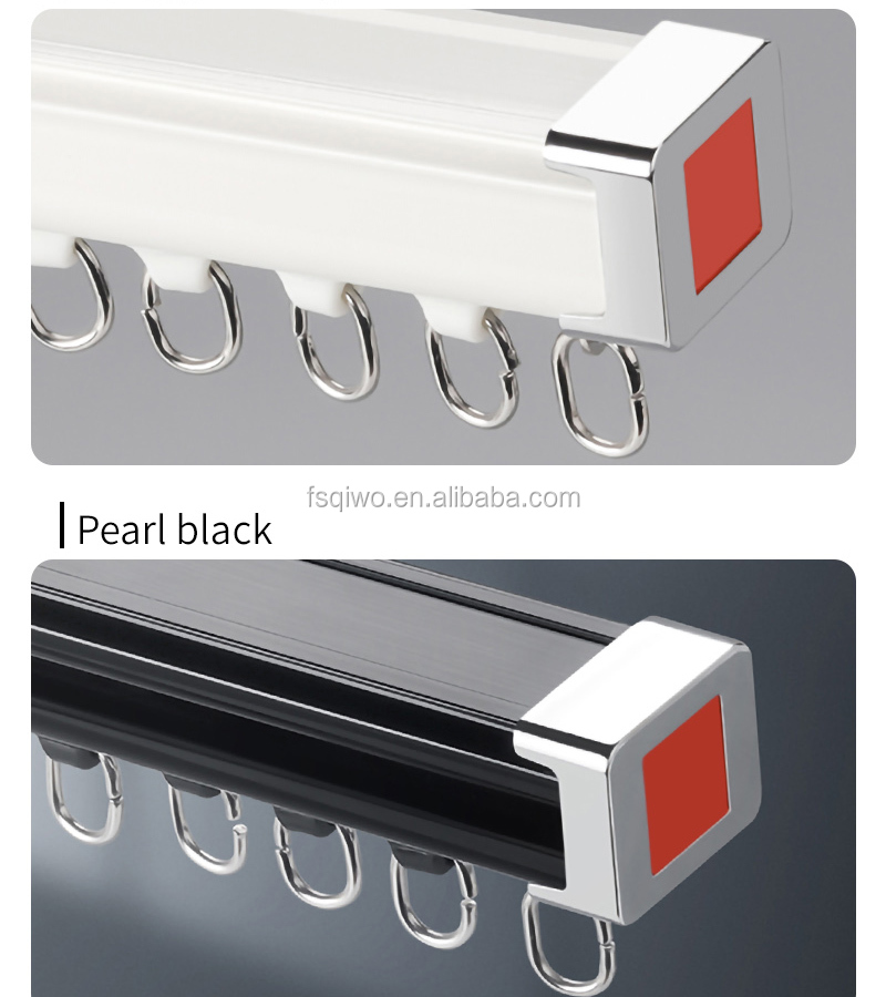 Ready ship supply white black color single double ceiling mounted aluminum curtain track