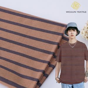175cm 185gsm Red And Black Striped Fabric Elastic Cotton T Shirt Material