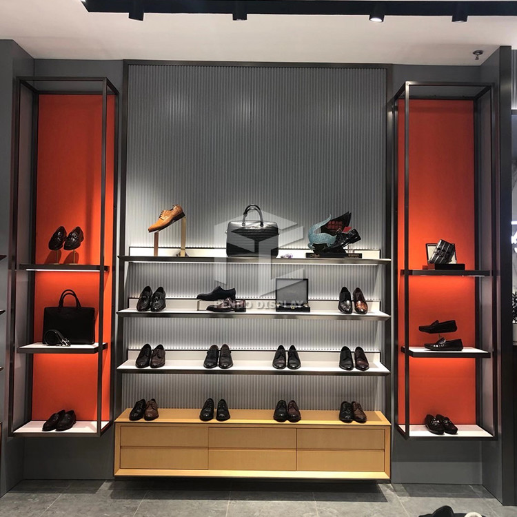 Custom White Shoe Display Racks Stainless Steel Wall Shelf