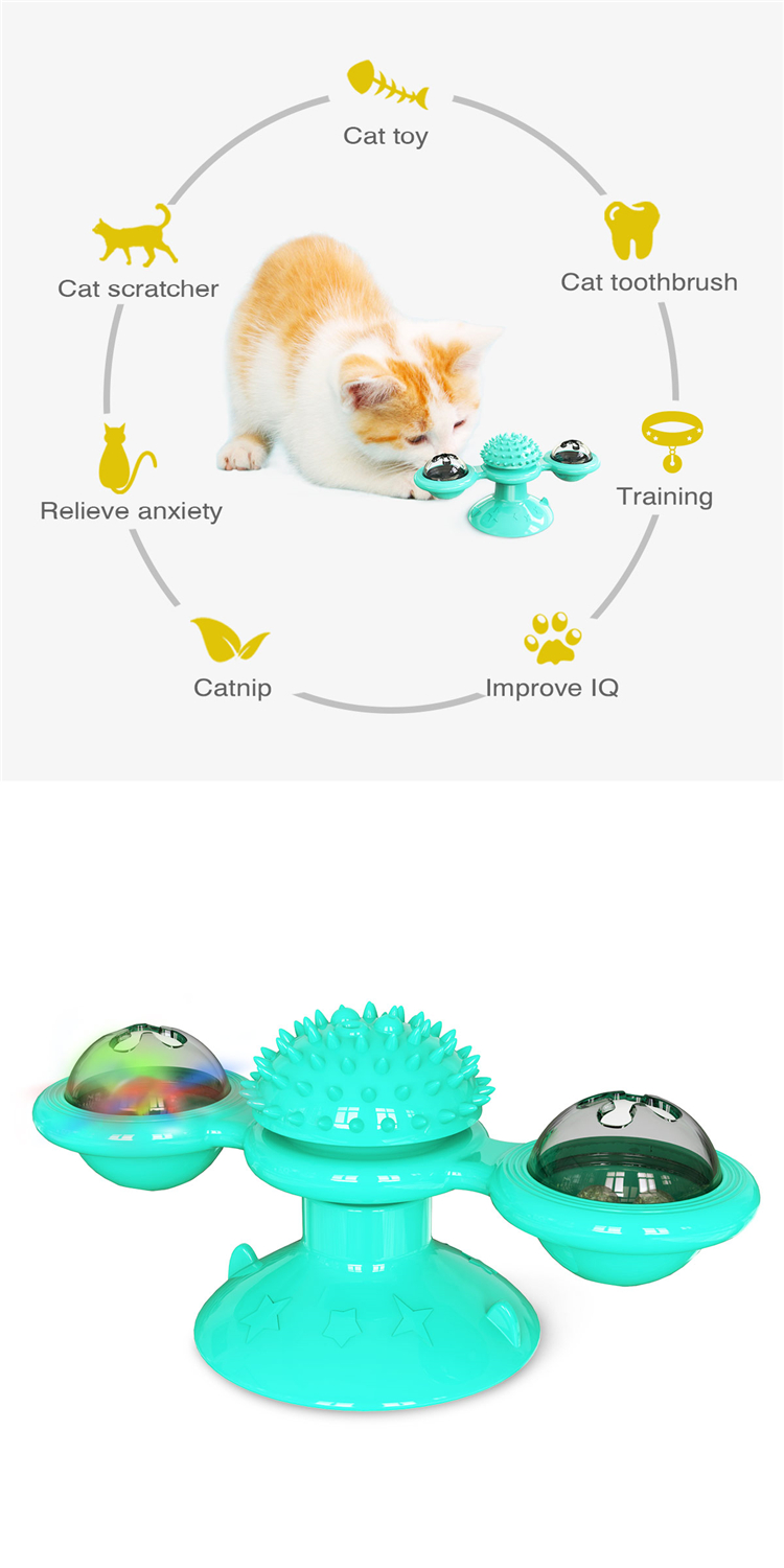 2021 Hot Seller Pet Cat Puzzle Interaction With Spinning Turning Windmill Cat Toy