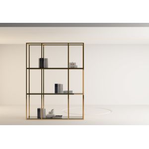 Modern Square Gold Stainless Steel Bookshelf Glass Study Customisable Bookcase