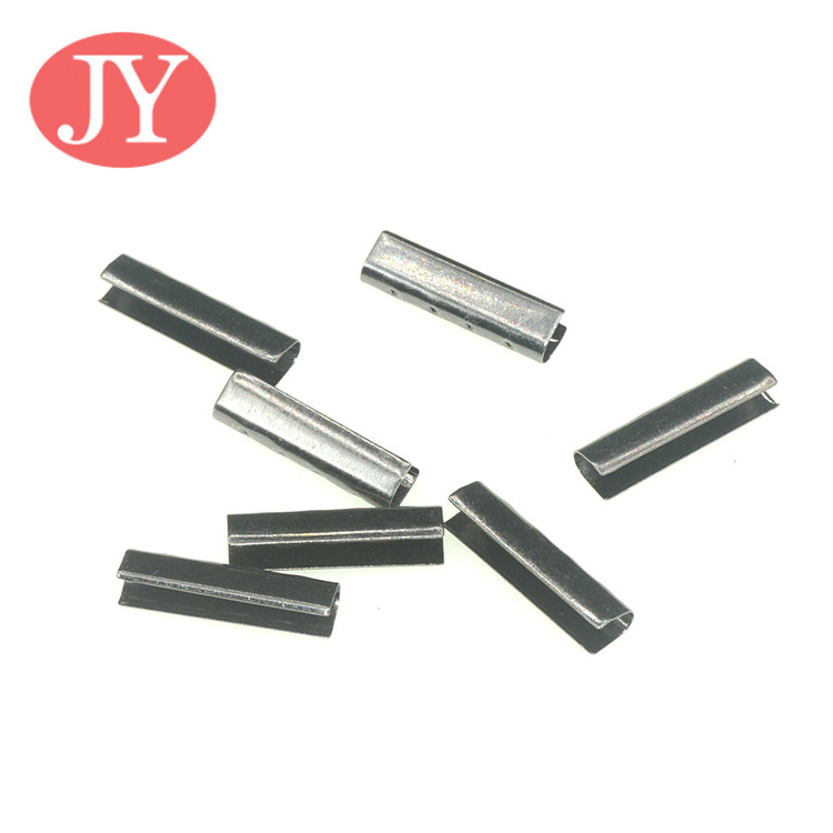 jiayang fashion customized logo U shape copper metal tips metal aglet draw cord end aglet for 3.0mm cord hoodies