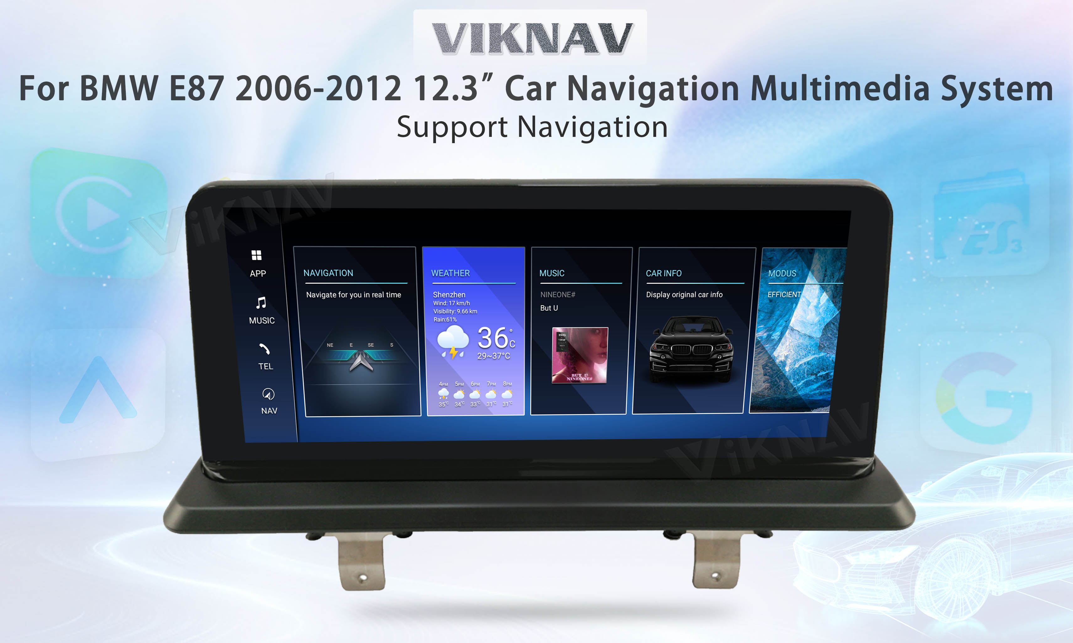 Viknav 12.3 inch Car Radio For BMW 1 Series E87 2006-2012 CIC System Navigation with screen DVD Multimedia 128GB