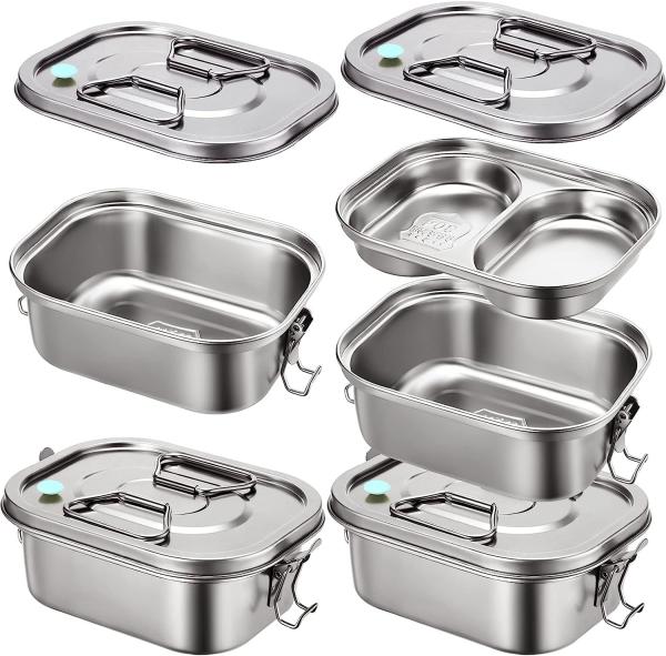 Stainless Steel Bento Box Metal Lunch Box Containers Leak-proof For Adults Dual