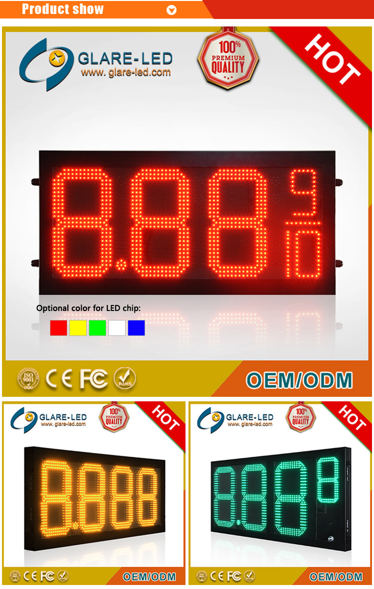 LED Digital Gas Pricer Sign for Gas Station Brightness 6000cd Waterproof level IP65