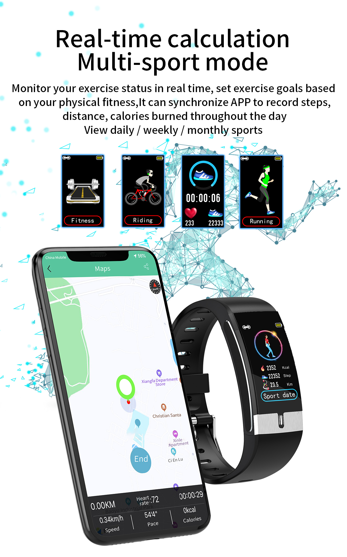 HL66 Smart watch IP68 Heart Rate Wristband For Couples USB Plug Play Charging