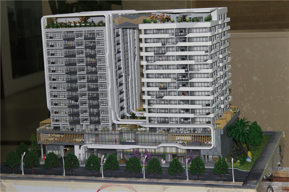 Small Scale House 3D Model With Model Trees / Figures Rendering Color