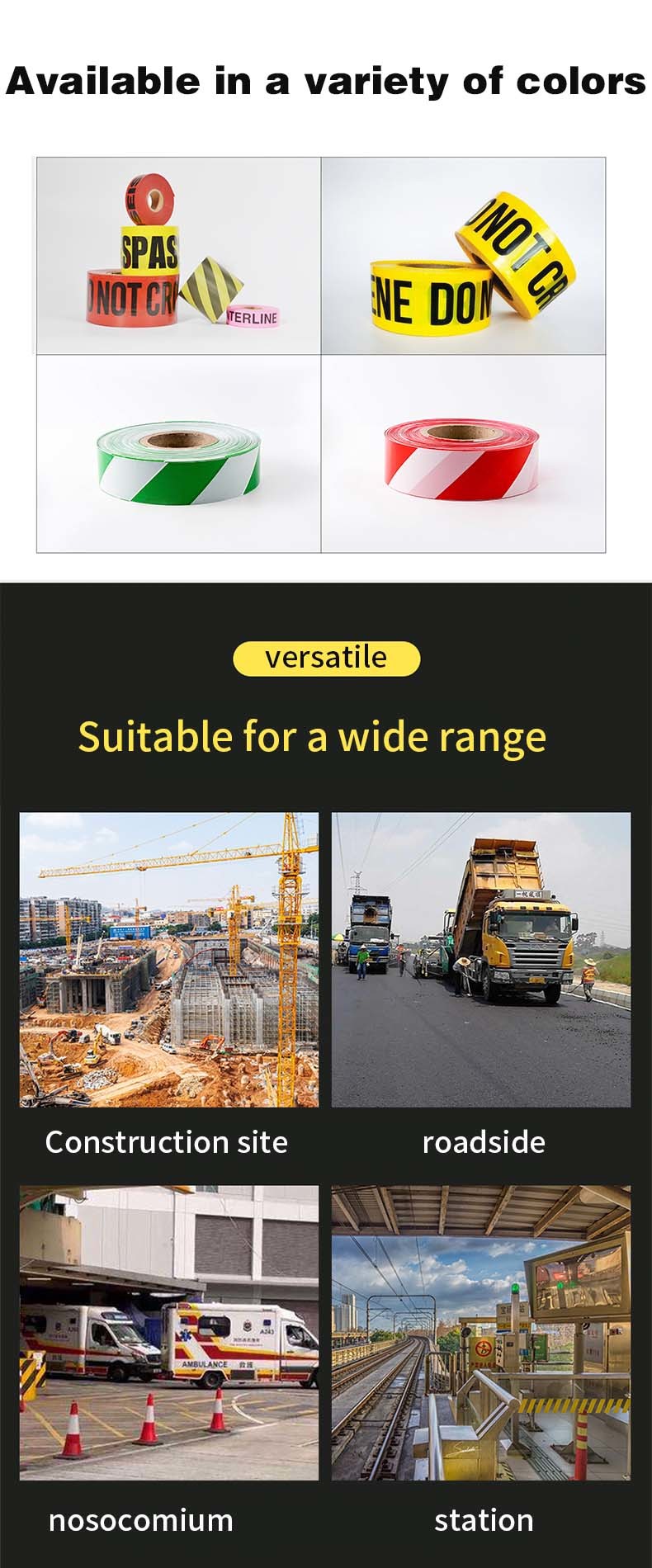 Yellow Caution Warning Tape Non-adhesive Road Blocking Barricade Safety Maker With PET Material