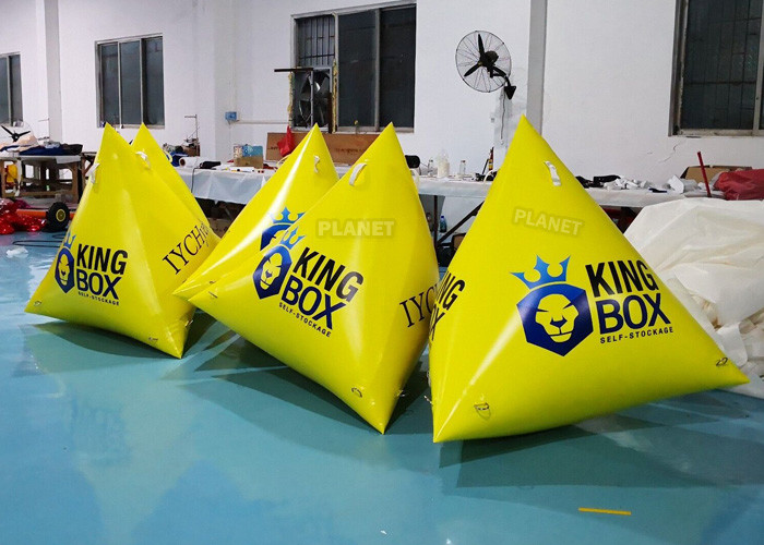 Triathlon Race 1.2m Yellow Triangle Inflatable Marker Buoy With Logo