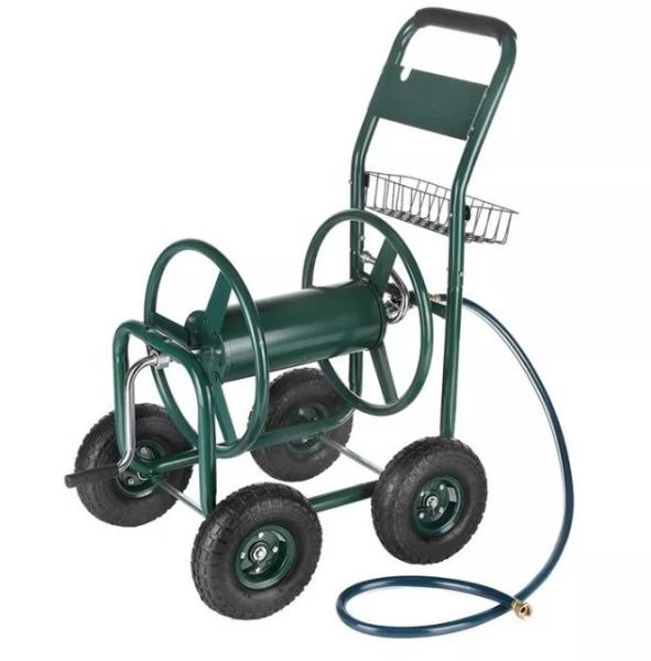 Customized Stainless Steel Four Wheel Garden Hose Reel Cart for Your Specific