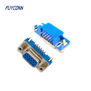  15Pin Hight Density D-sub Connectors Right Angle PCB Female Connector Manufactures