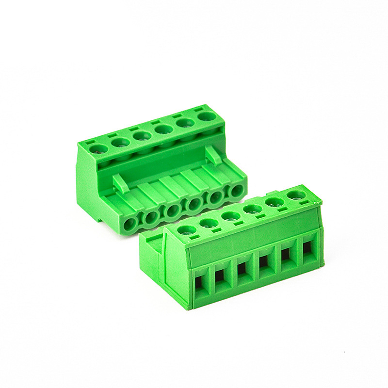 Green PCB Terminal Block Pitch 5.08mm Rated Voltage 300V Plastic Electrical Screw Blocks