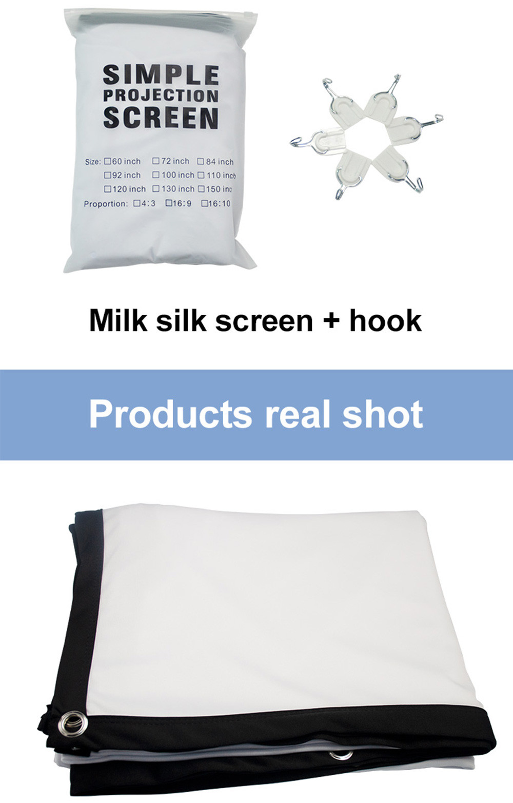 Soft Milk Silk Foldable Projector Screen Collapsible Wide Range