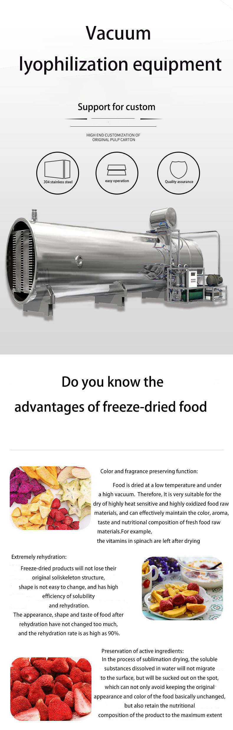 Strawberry Vacuum Freeze Drying Machine 1500KG 45kw With Rotary Vane Pump