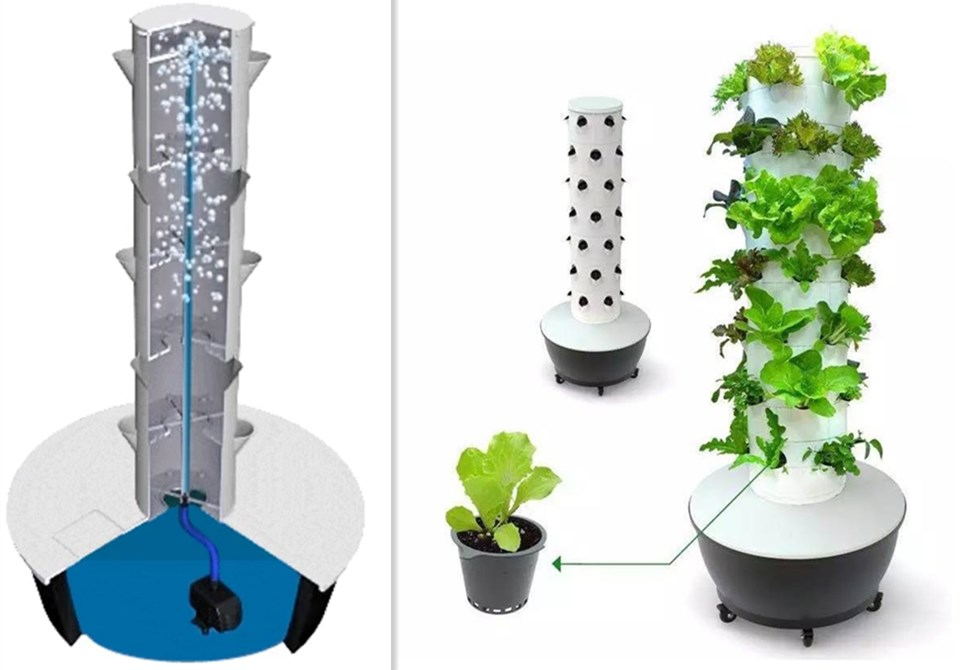 hydroponic greenhouse outdoor indoor garden plant vertical plastic tower growing system tower pot