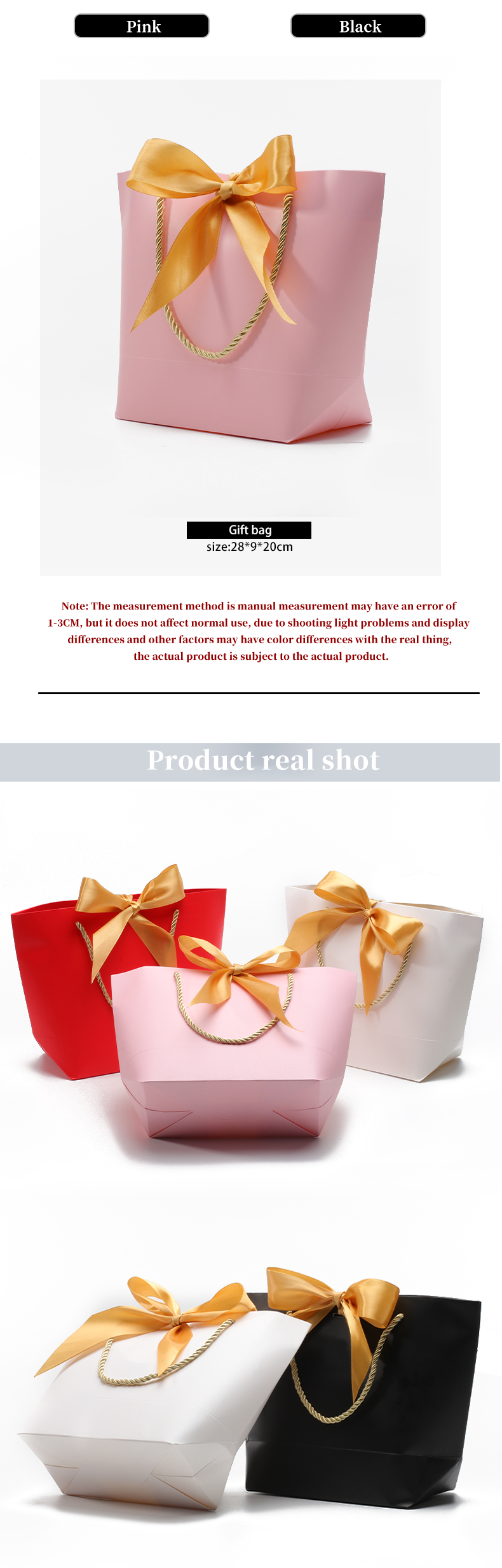 Compact Gorgeous Cardboard Paper Gift Tote Bag Bowknot Ornament for Birthday