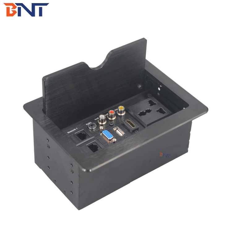 Aluminum furniture power data table mounted socket with slip cover