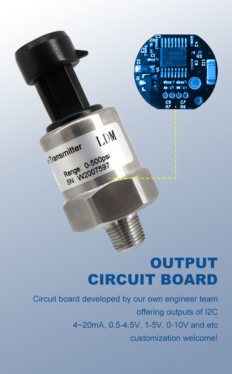 IP65 304SST Oil Gas Pressure Sensor For Air Compressor HVAC Water Pump