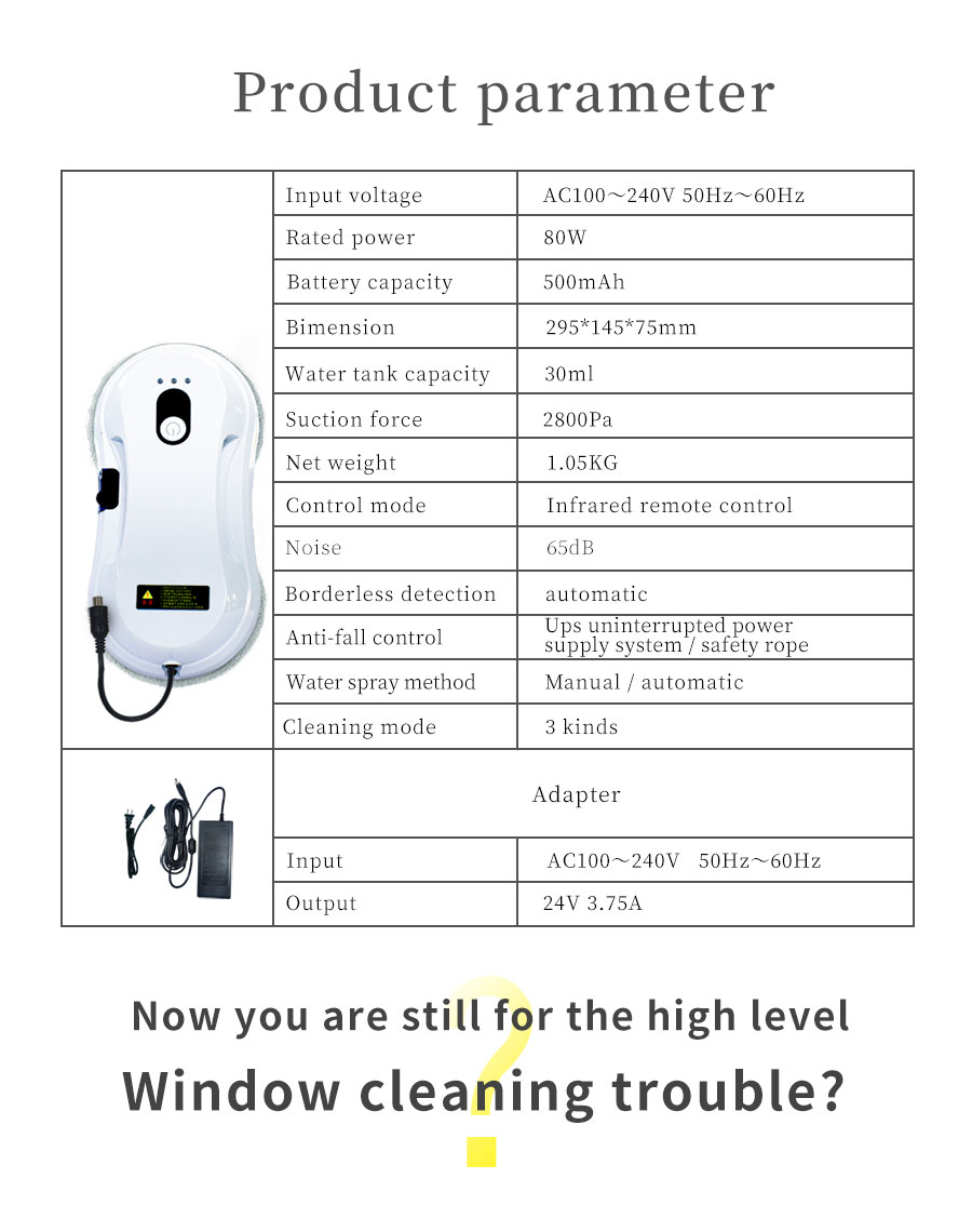 Water Tank Robot Window Cleaner Vacuum Spray Robot Cleaning Machine Infrared Navigation